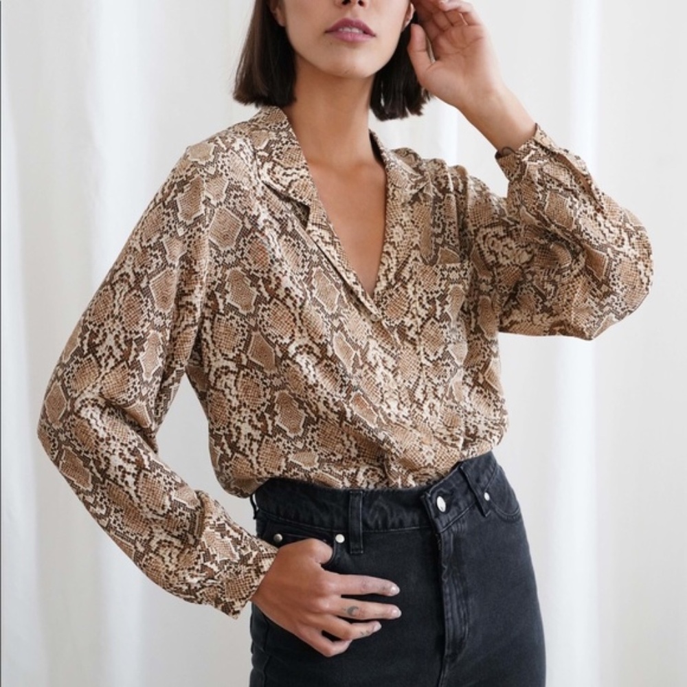 Anine Bing Lilah Python Blouse, M